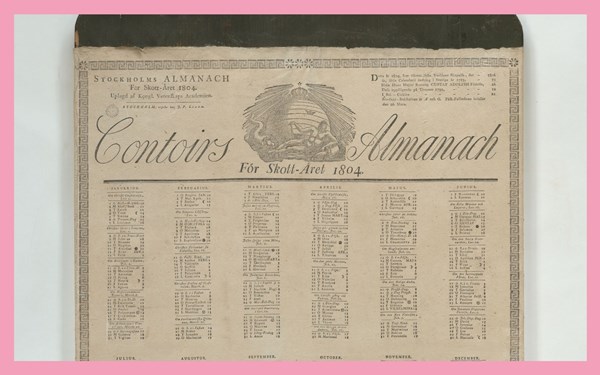 En gammal almanacka. Foto.