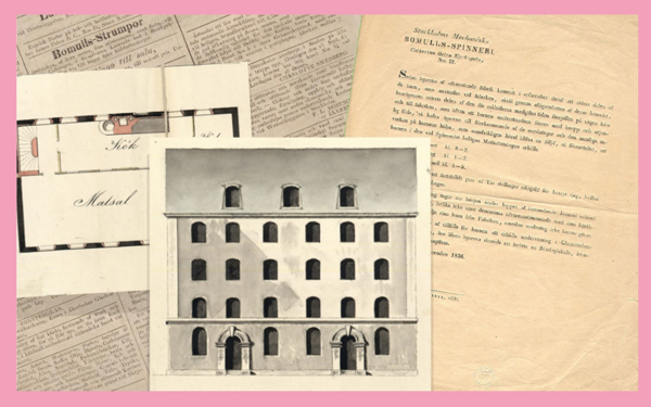 Montage av illustrerade dokument.